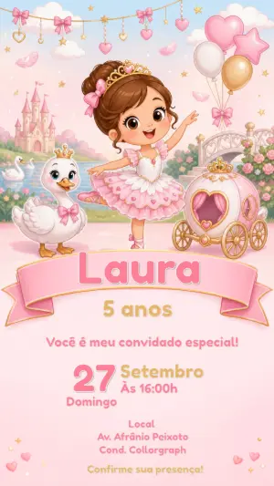 Invitación de cumpleaños Princesas – Estático – CollorGraph EDITOR