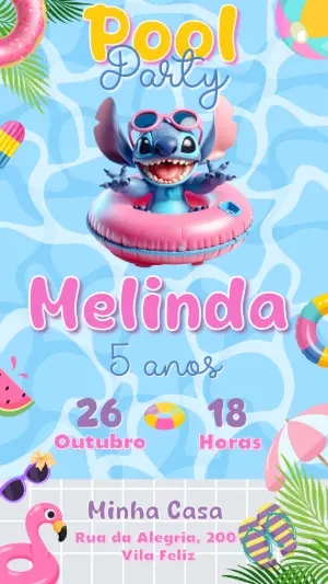 Invitación de cumpleaños Stitch – Estático – Livia Lima