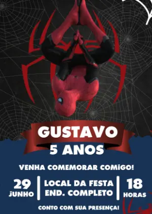 Convite Animado Aniversário Homem Aranha para Editar Online