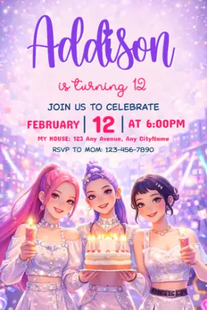 K-Pop Demon Hunter Birthday Invitation | Editable Digital Template