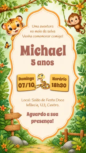 Safari Birthday Invitation – Static – Idesign Personalizados