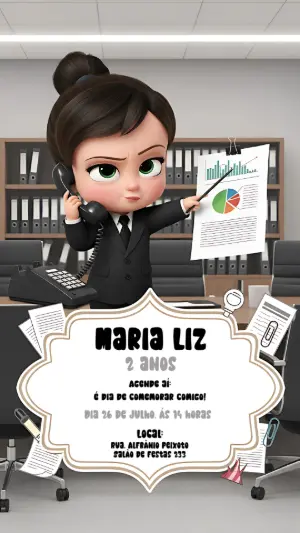 Convite de Aniversário Poderosa Chefinha para Editar Online