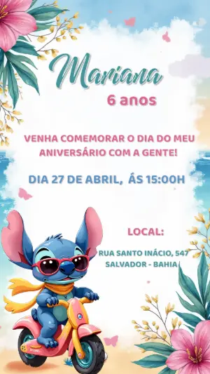 Invitación de cumpleaños Stitch – Estático – CollorGraph Convites