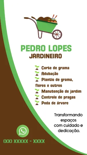 Cartão de Visita Jardineiro Profissional para Editar Online
