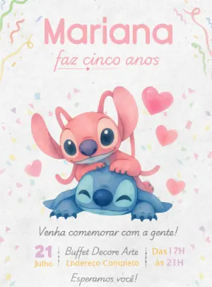 Invitación de cumpleaños Stitch – Estático – Decore Arte