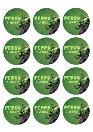 Festa Hulk: Adesivo Redondo Editável para Personalizar