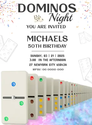 Editable Dominos Night Birthday Invitation Template