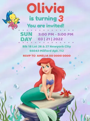 The Little Mermaid Birthday Invitation Editable Online