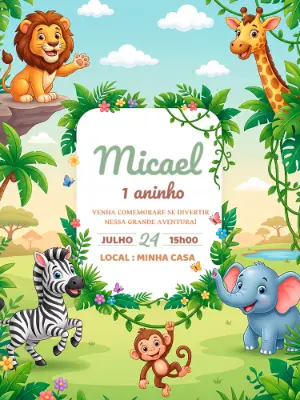 Safari Birthday Invitation – Static – Alegria no ar