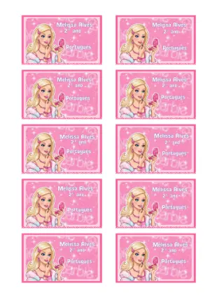 Etiqueta Escolar Barbie Rosa Editável para Material