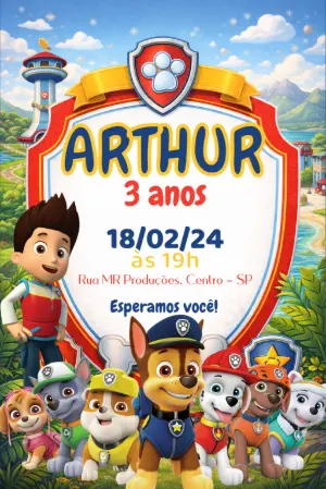 Paw Patrol Birthday Invitation – Static – MR Produções