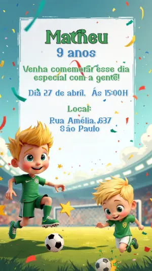 Soccer Birthday Invitation – Static – Convites Digitais Exclusivos