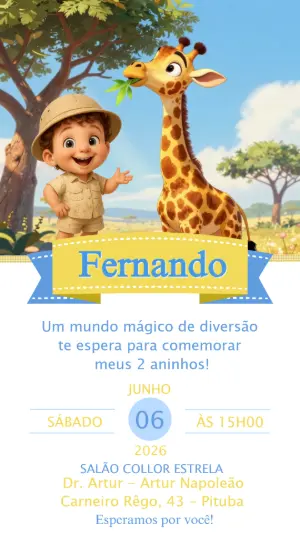 Safari Birthday Invitation – Static – CollorGraph EDITOR