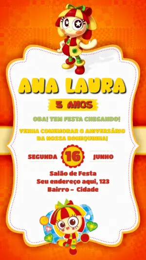 Convite Aniversário Emília Sítio do Picapau Amarelo para Editar