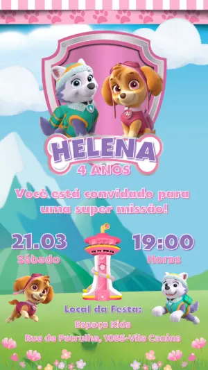 Invito di compleanno Paw Patrol – Statico – Livia Lima