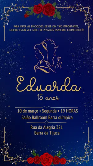Convite Aniversário A Bela e a Fera Editável Online