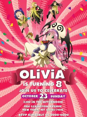  To Love-Ru Anime Birthday Invitation | Editable Digital Template