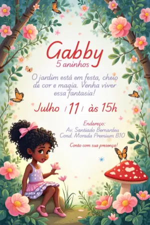 Invitación de cumpleaños Jardín encantado – Estático – Gisele