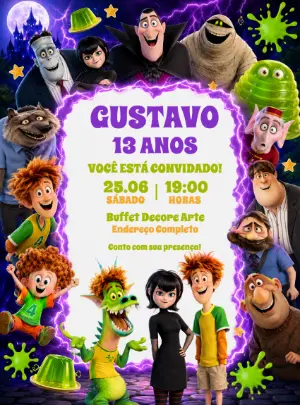 Convite Hotel Transilvânia Aniversário Infantil para Editar