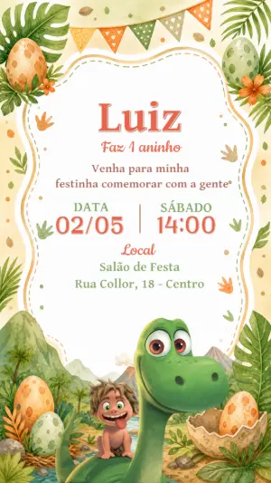 Invitación de cumpleaños Dinosaurio – Estático – CollorGraph EDITOR