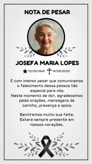 Nota de Pesar com Foto Floral para Editar Online