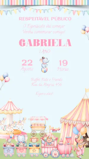 Invitation d'anniversaire Cirque – Statique – Felicity Artes