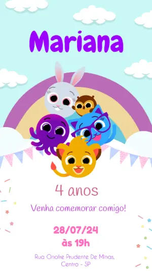 Convite de Aniversário Bolofofos para Editar Online