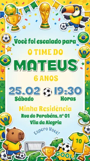 Soccer Birthday Invitation – Static – Festôu Convites