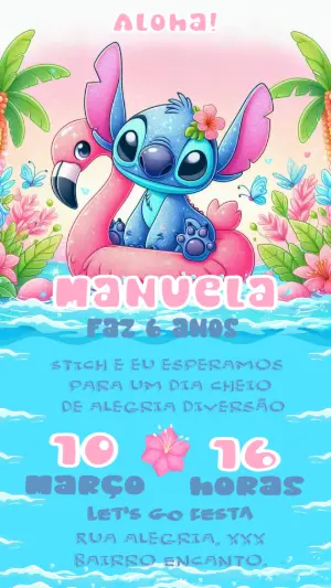 Invitación de cumpleaños Stitch – Estático – Maria Eduarda de Salvo