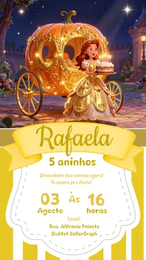 Invitación de cumpleaños Princesas – Estático – CollorGraph Convites