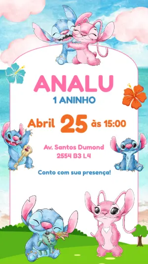 Invitación de cumpleaños Stitch – Estático – CollorGraph Convites