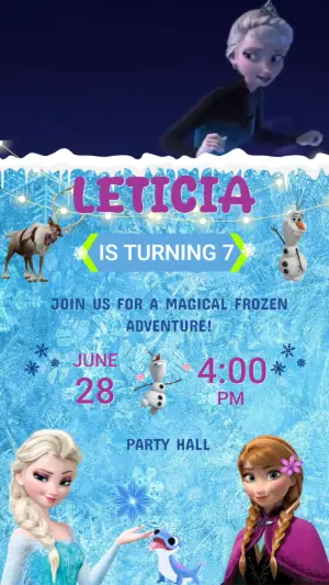 Animated Frozen Birthday Video Invitation Template