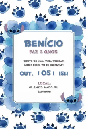 Invitación de cumpleaños Stitch – Estático – CollorGraph Convites