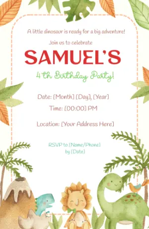 Invitación de cumpleaños Dinosaurio – Estático – Felicity Artes