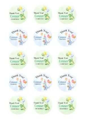 Cute Dinosaur Birthday Thank You Tags - Editable Template