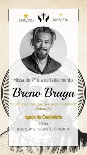 Convite Missa de Sétimo Dia Religioso e Solene para Editar