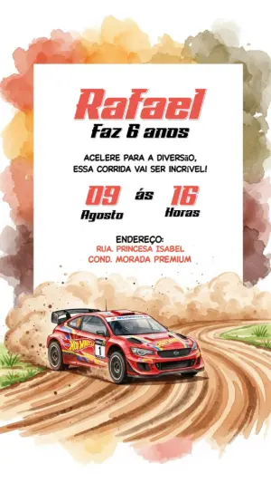 Convite de Aniversário Carro de Corrida Hotwheels para Editar