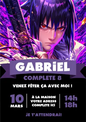 Invitation Anniversaire Thème Anime Guerrier à Modifier