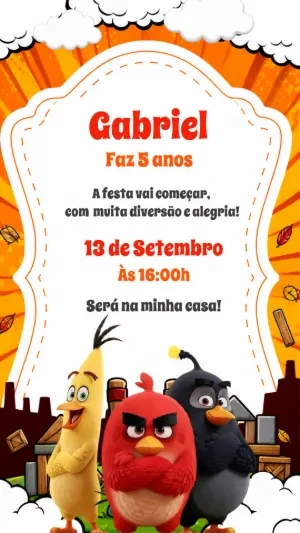 Convite de Aniversário Angry Birds para Editar Online