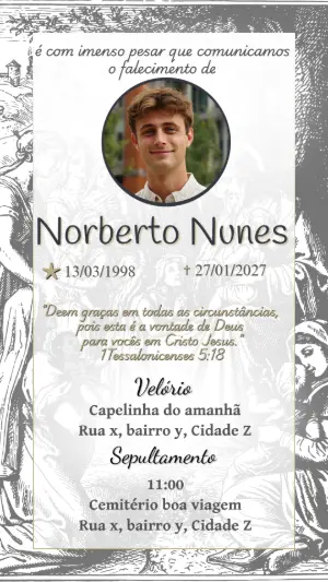Comunicado de Falecimento Religioso com Foto