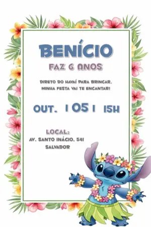 Invitación de cumpleaños Stitch – Estático – CollorGraph Convites