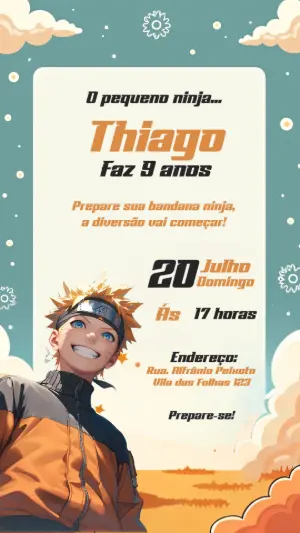 Convite de Aniversário Naruto: Crie seu Convite Ninja Online