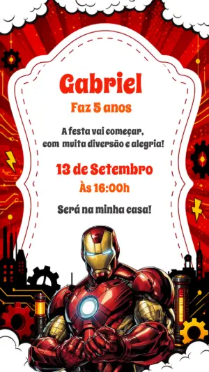 Convite de Aniversário Homem de Ferro para Editar Online