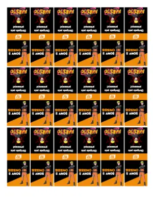 Rótulo Editável para Lembrancinha Tic Tac Aniversário Naruto