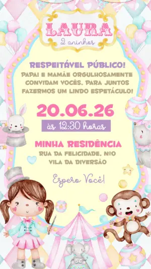 Invitation d'anniversaire Cirque – Statique – Convide aê!