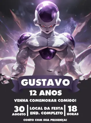 Convite de Aniversário Freeza Dragon Ball Editável