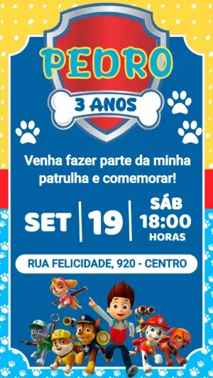 Invito di compleanno Paw Patrol – Statico – Color Art Studio