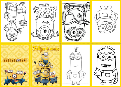 Mini Livro de Atividades Minions Editável: Desenhos para Colorir