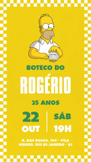 Convite Aniversário Boteco Homer Simpson para Editar Online