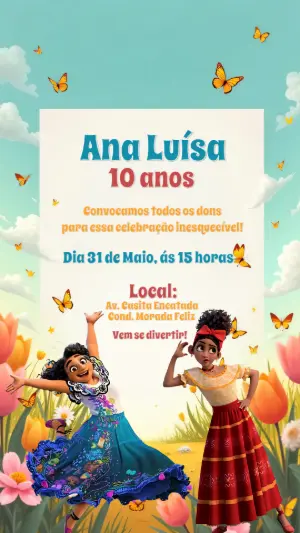 Convite Aniversário Encanto com Mirabel para Editar Online